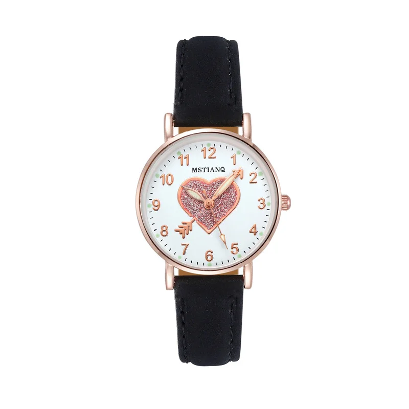 Cute Heart-shaped Dial Glowing Children\'s Watch Luminous Fluorescent Female Student Fashion Watch Simple love at first sight