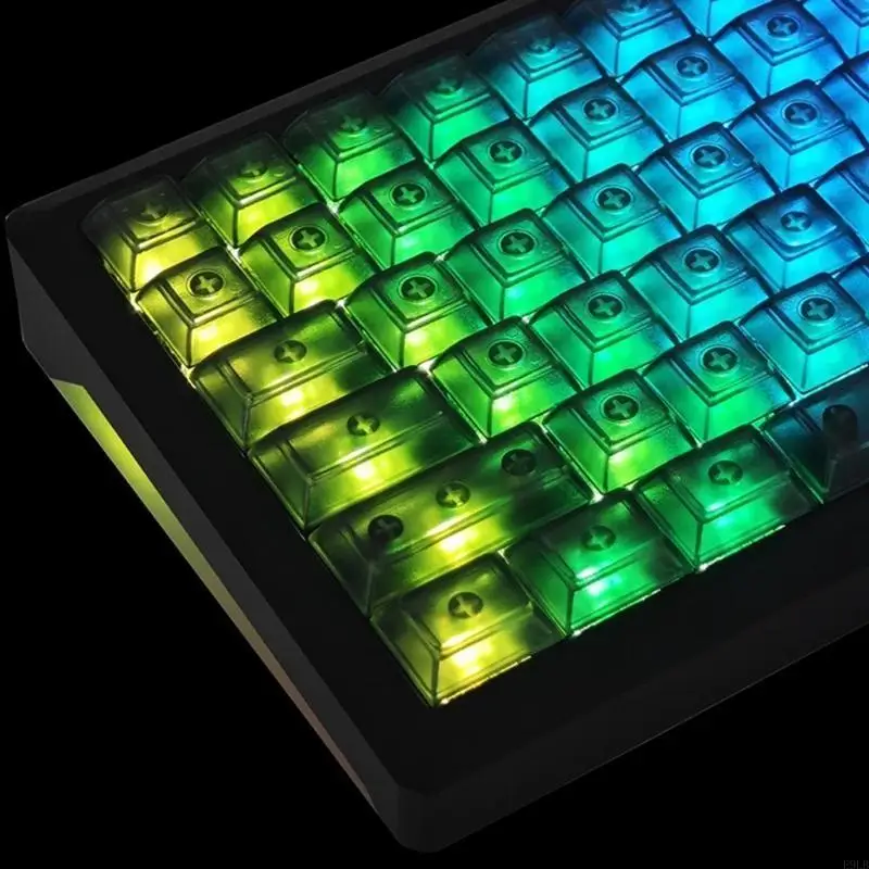 2025 New 122PCS Minimalist Keycaps Translucent with Color Lighting DSA Profile Wordless Keycap for Mechanical Keyboards Switches