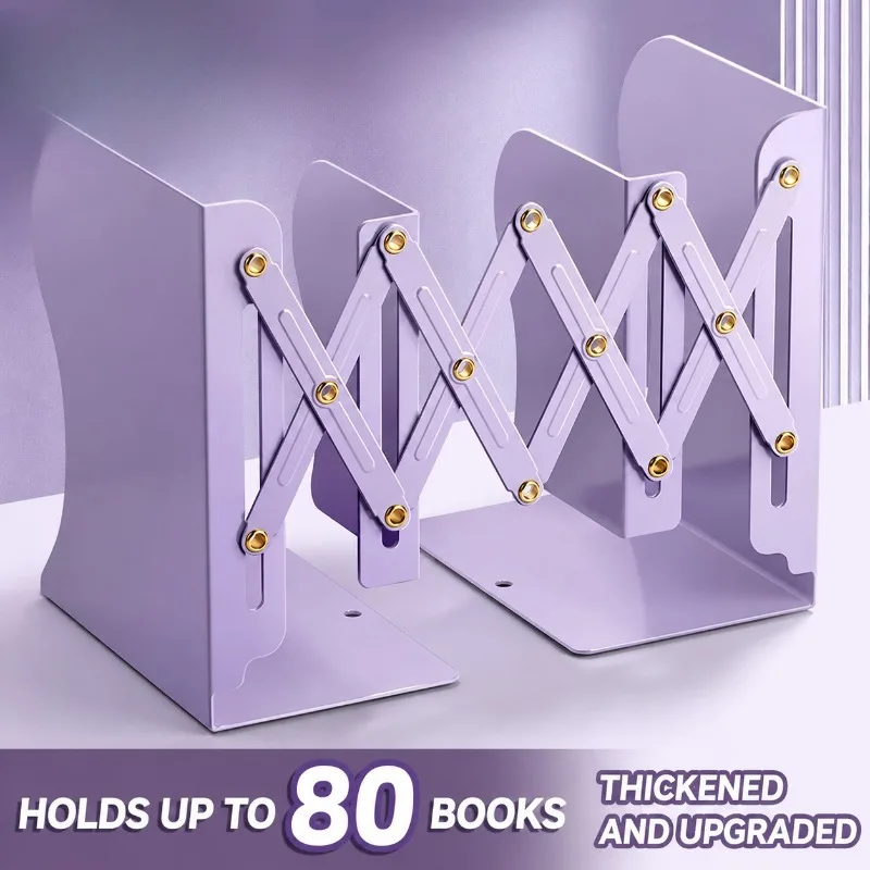 Metal Retractable Bookends Adjustable Desktop Book Baffle Student Textbook Fixed Upright Stand Heavy‑duty Table‑top Volume