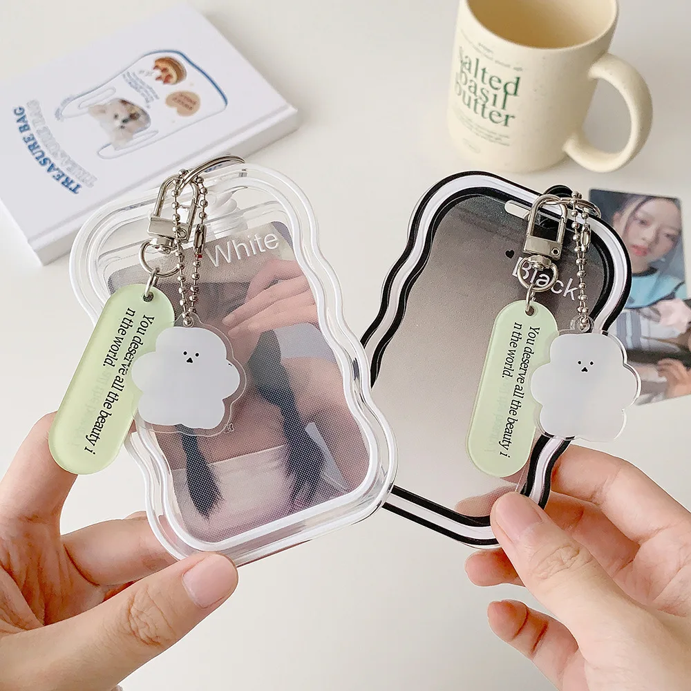 Porte Carte Transparent Trading Case Key Chain Photo Card Holder Spring Card Holder KPBQSN01