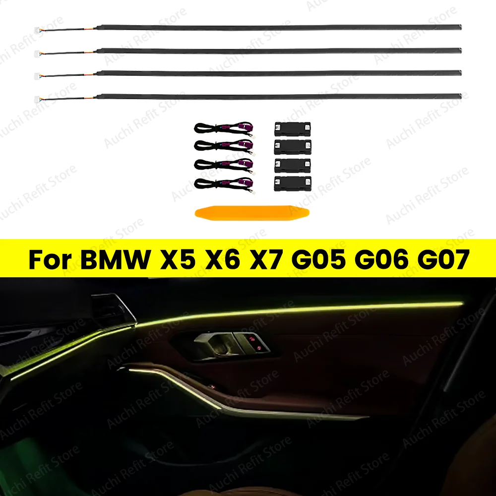11 Color 4 Doors LED Ambient Lights For BMW X5 X6 X7 G05 G06 G07 Auto Interior Decorative Strips Decorative Lamp Refit Accessory