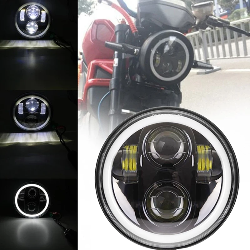 Kit de lâmpada LED Farol Set, luz de nevoeiro, impermeável, acessórios de motocicleta, 883, 250, 1200, 5.75 Polegada
