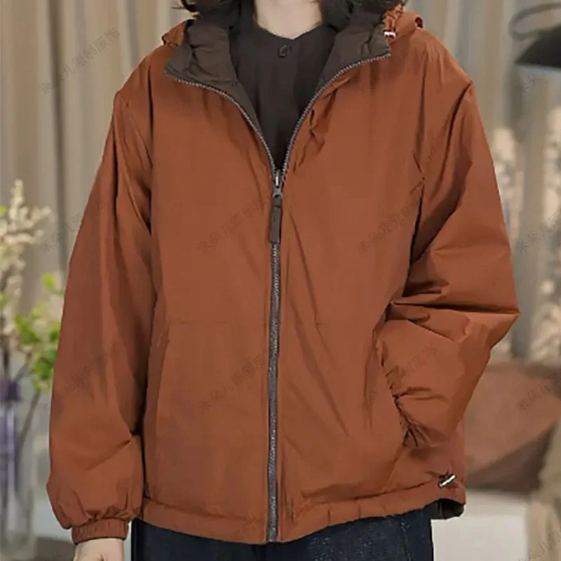 سيدة عادية المرقعة سترات معطف المرأة الكورية ارتداء على كلا الجانبين قطنية عالية الجودة الشتاء فام موضة الرباط أسفل سترة قطن #4