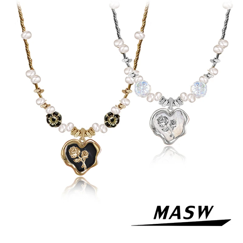 

MASW Original Design Sweet Korean Temperament Heart Pendant Necklace Earrings For Gilr Women Party Wedding Gift Fashion Jewelry