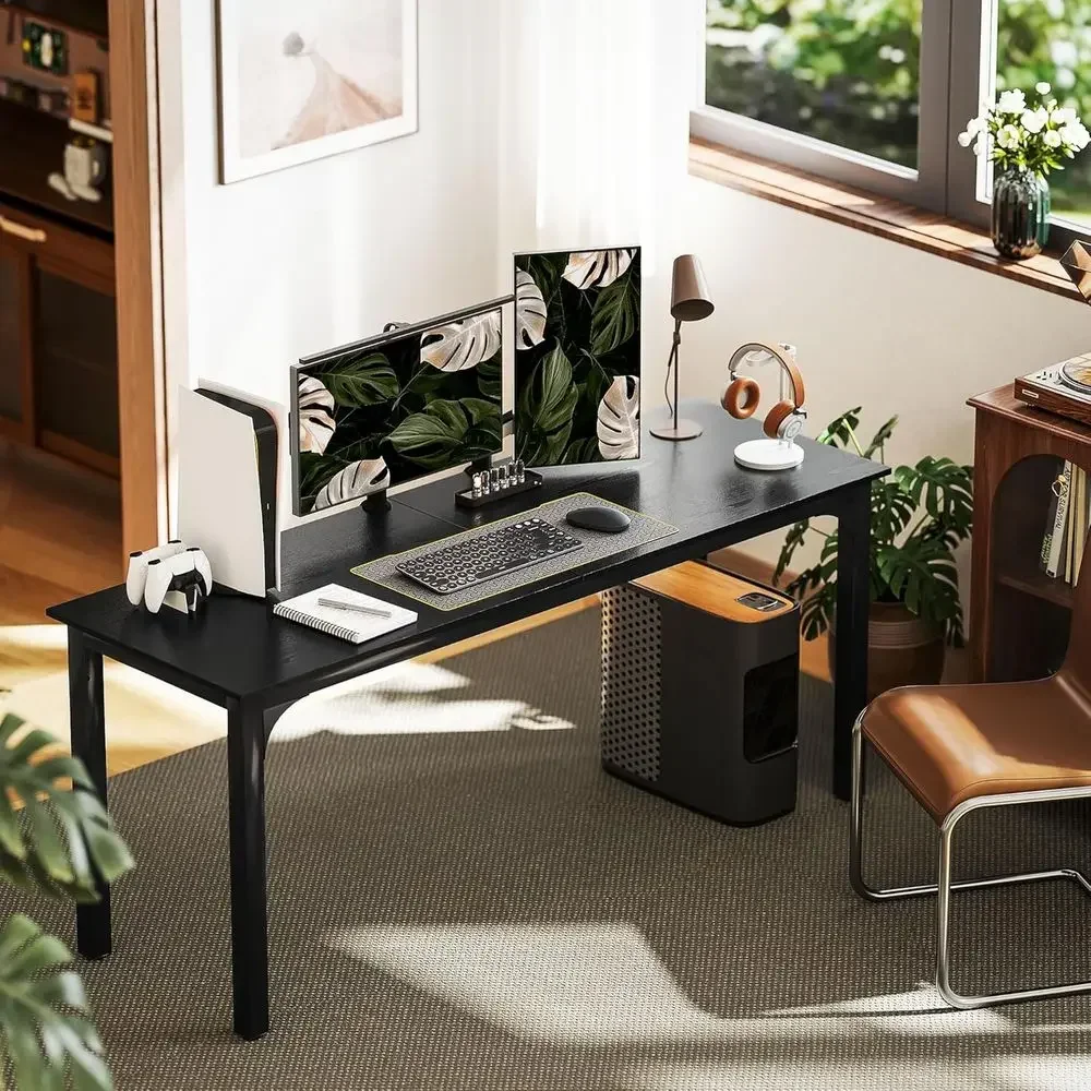 71 Dual-Person Large Home Office Desk, Multi-Purpose Study Table, Black