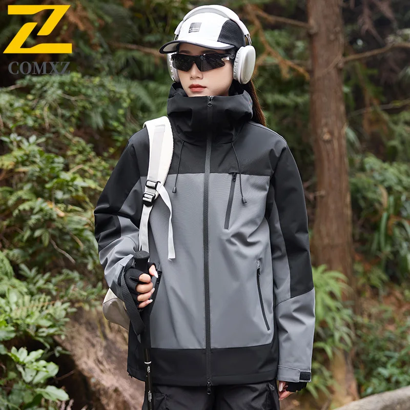 

2025 New Couple Charge Jacket Soft Shell Windproof Waterproof Breathable Hooded Windbreaker Outdoor Camping Exploration Jacket