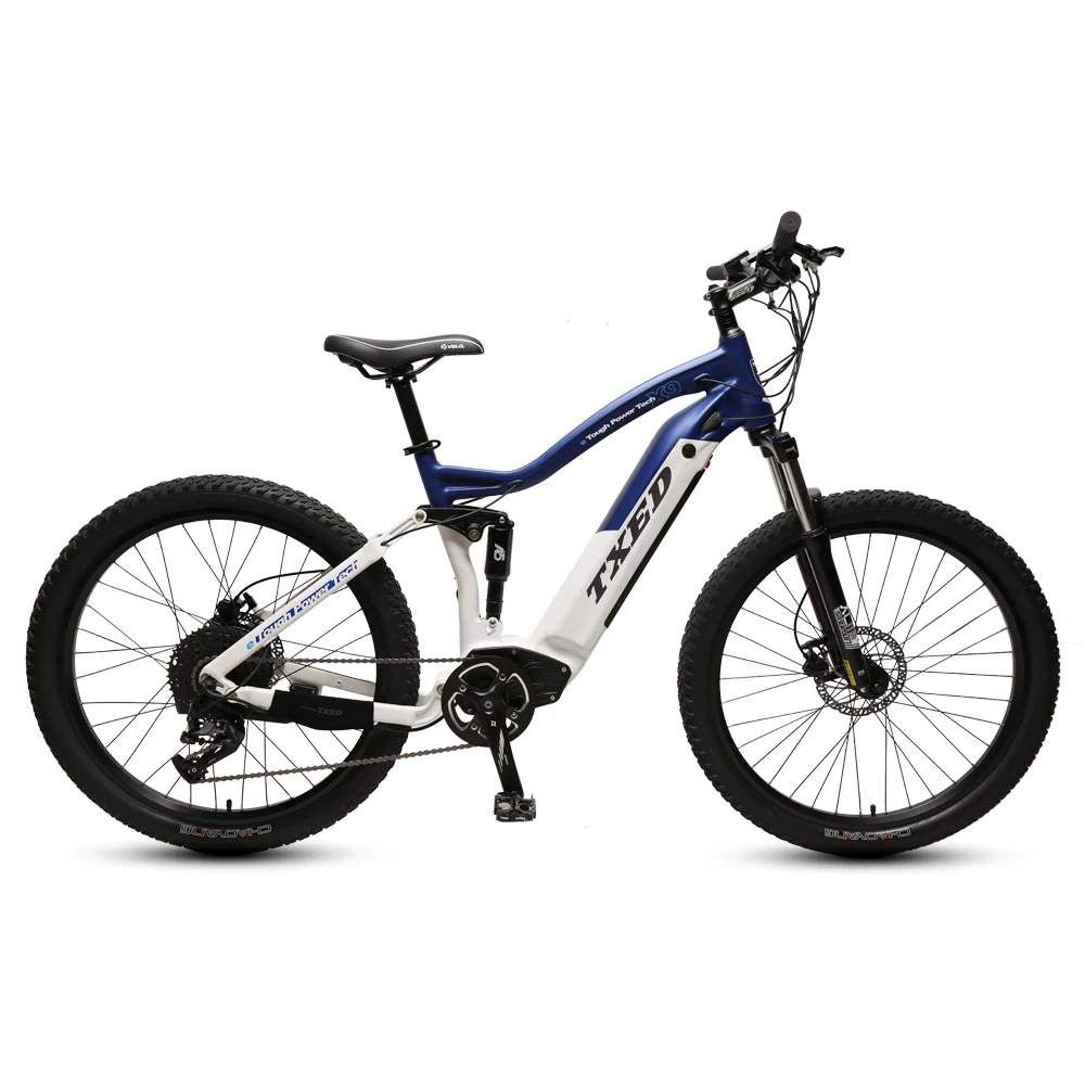 

TXED Hot Selling 27.5'' Inch Tire 48V 750W Tough Power Mountain Bikes 9 Speed Ebike Full Suspension