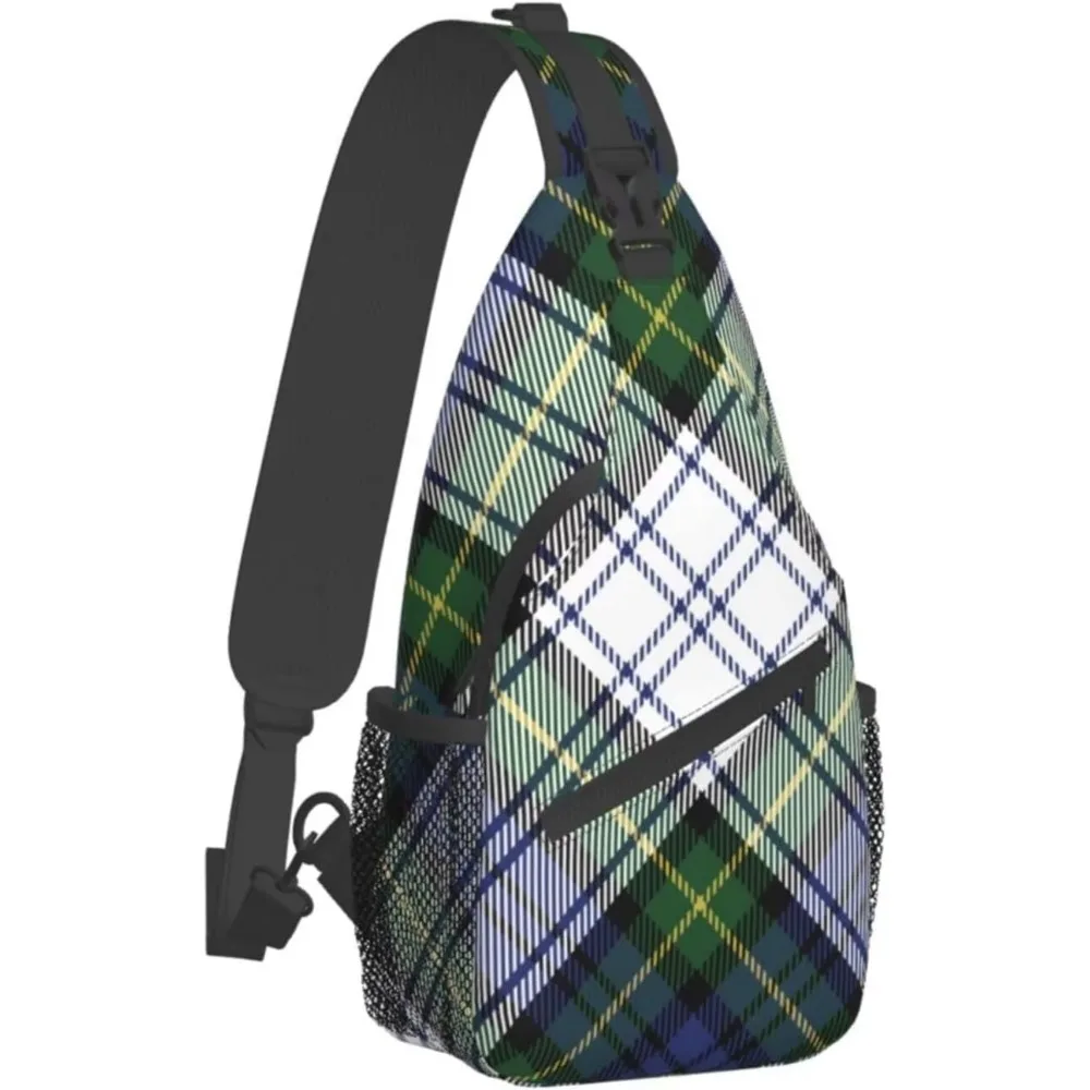 Tartan Check Pattern Crossbody Sling Bag Travel Hiking Chest Bags Daypack Sports Shoulder Purses Pouch for Women Men