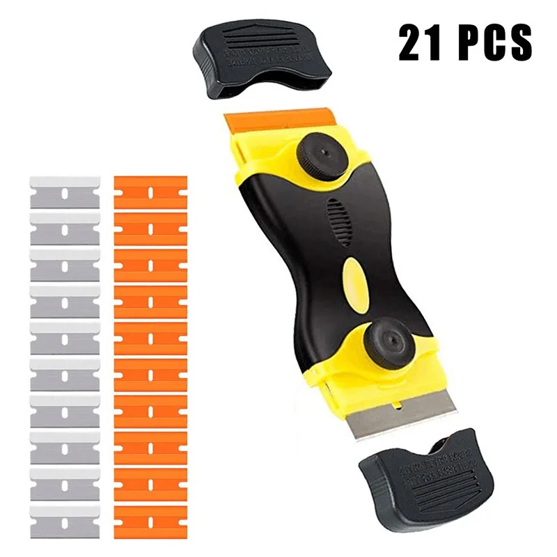 21Set of Mini Handle Double-Sided Scraper Car Boat Window Vinyl Adhesive Stickers Clear