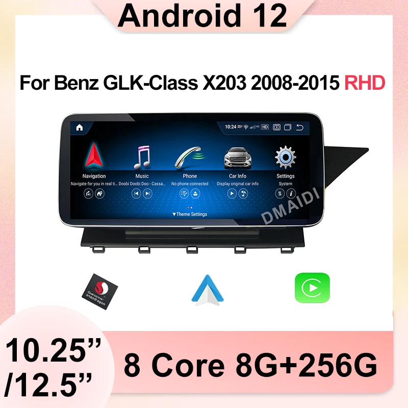 

10.25 12.5 Inch Android 12 Snapdragon Car Multimedia Player For Mercedes Benz GLK Class X204 Carplay 2008 -2015 Stereo GPS Radio