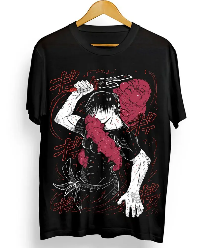 Jujutsu Kaisen Fushiguro Toji T-shirt Anime Horror Black Short Sleeve All Size