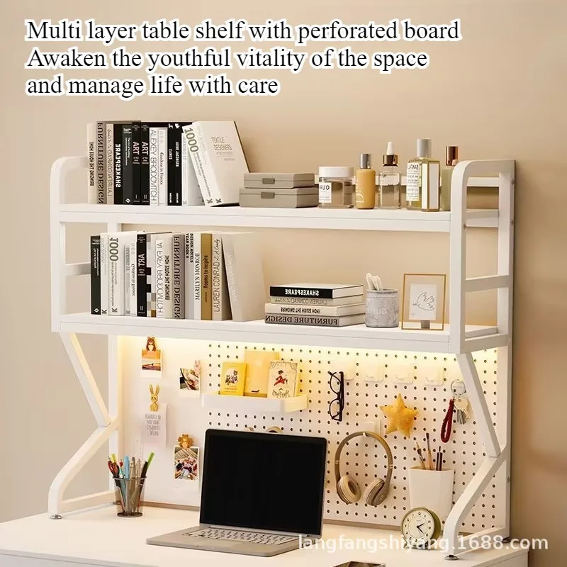Bookshelf Desktop Shelf Hole Board Student Computer Desk Simple Desk Shelf Household Multi-layer Storage Shelf