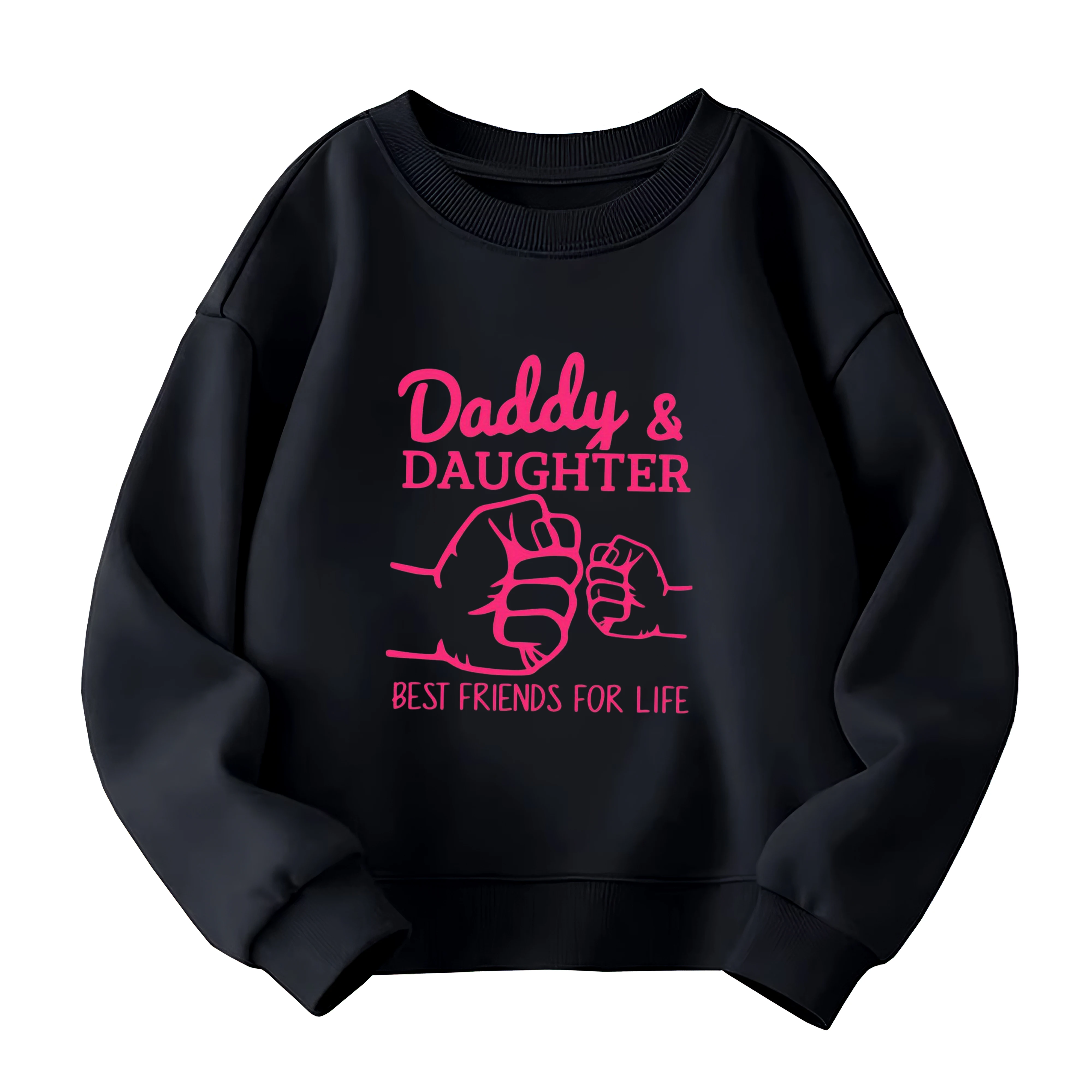 

Boy's Sweet Pink Letter Print Sweatshirt - Crew Neck Soft Tone, Fresh Print, For School & After-Class