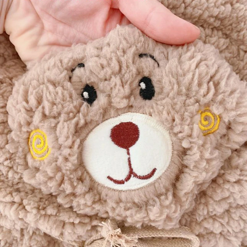 Plush Balaclava With Ear Cartoon Bear Ear Lamb Warm Winter Hat With Mask Scarf Caps Girl Kawaii Present