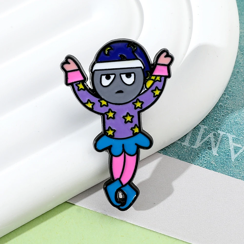 Creative Cartoon Sun Moon Brooch With Funny Sleeping Hat Expression Personalized Metal Badge Clothing Backpack Accessories