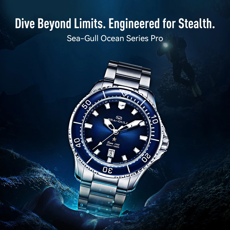 2023 Seagull Orologio meccanico automatico Orologio da uomo 300M Resistenza all\'acqua Acciaio inossidabile 316L Cristallo di zaffiro Ocean Star 1210