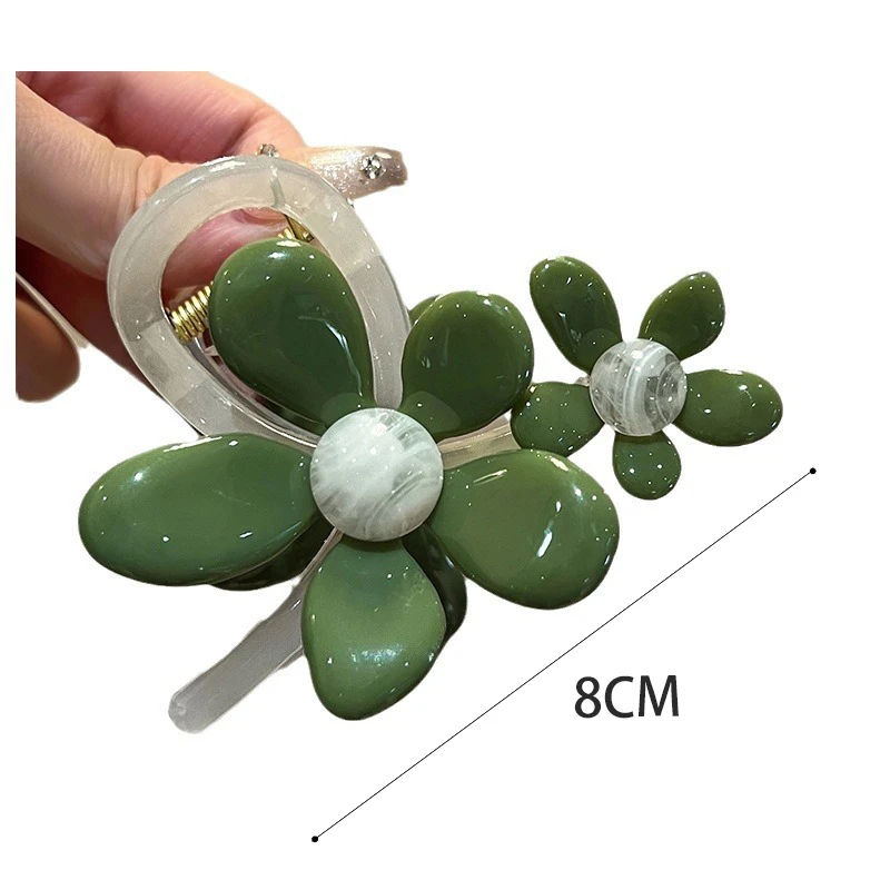 Korean Woman Temperament Two Flowers Plastic Hair Claw Barrettes Lady Fashion Hair Clips Hairpins Girl Versatile Hair Accessorie