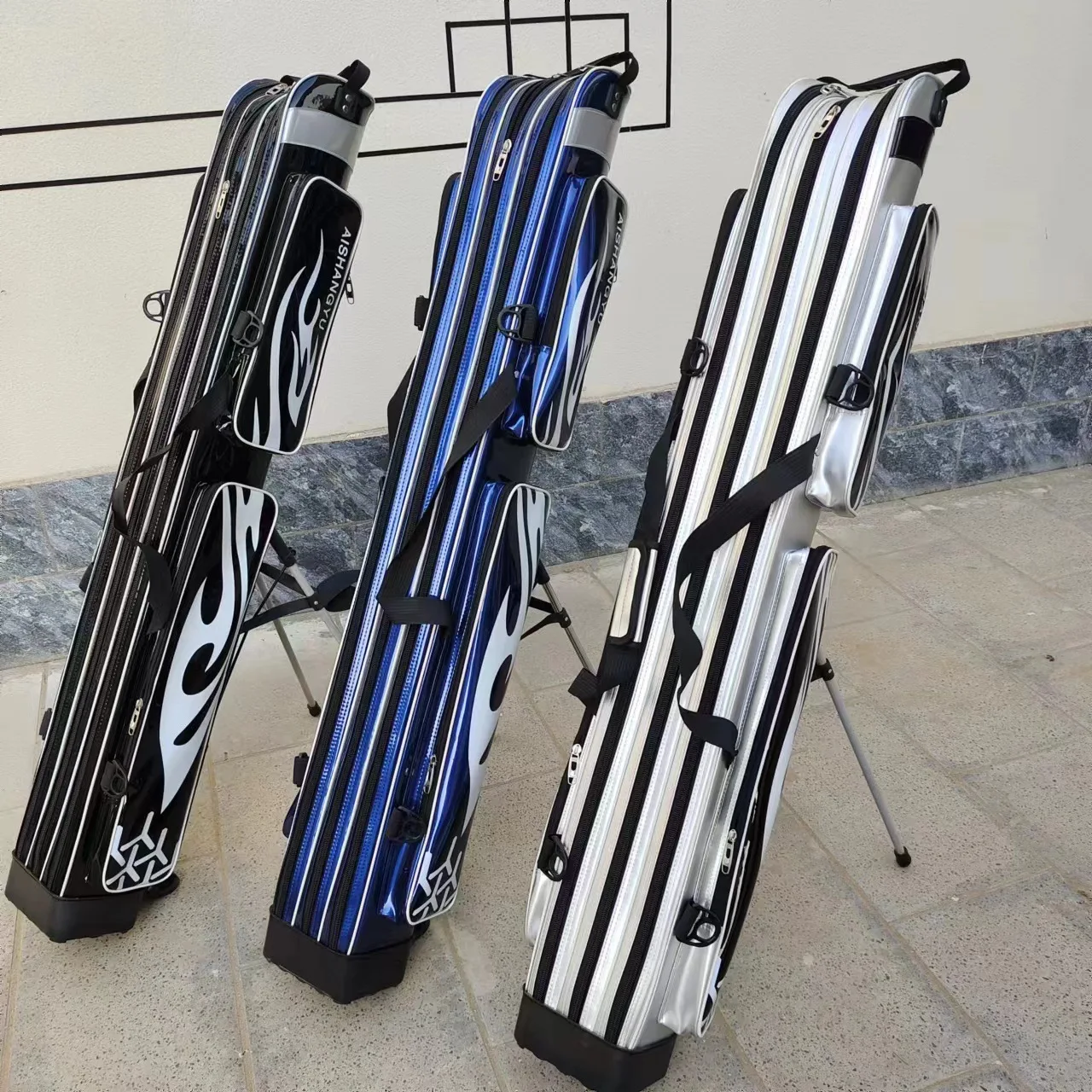 Fishing gear manufacturer wholesale 1.25 meters fishing three-layer removable bracket bag large-capacity fishing rod bag