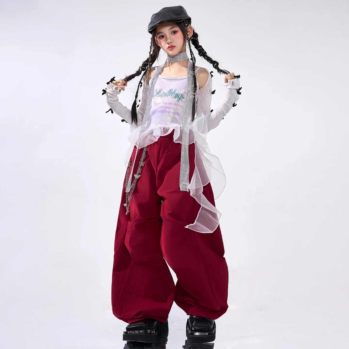 Mädchen Hip Hop Crop Sparkly Tops Cargo Hosen Kinder K-pop Street Dance Kostüm Kinder Mädchen Gruppe Streetwear Jazz kleidung Sets