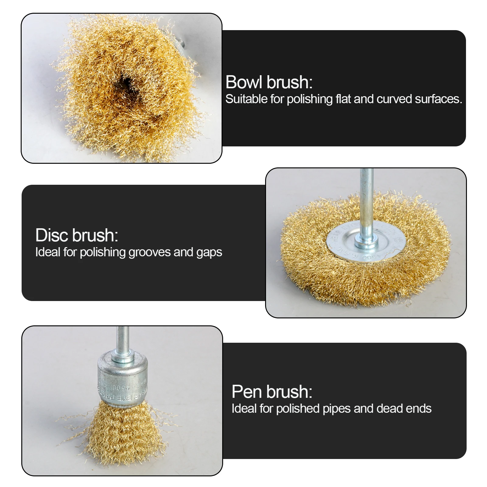 Draht Pinsel Messing Räder Pinsel Bohrer Dreh Werkzeuge Metall Rost Entfernung Polieren Pinsel