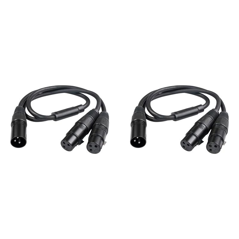 ELECT-2X XLR Y-Splitter Cable, XLR Male To Dual XLR Female Mic Combiner Y Cord Balanced Microphone Adaptor Patch Cable - 50Cm