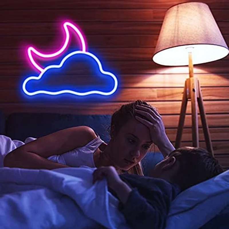 Cloud And Moon Neon Sign Fit For Wall Decor For Bedroom Wedding Party Decoration Birthday Present