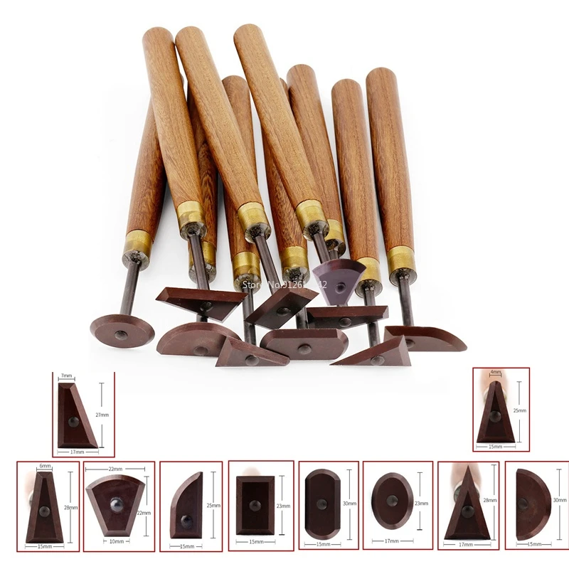 8 Sets of Ceramic Trimming Tools Tungsten Steel Knife Ceramic Clay Trimming Tool Mahogany Wear-resistant Super Hard