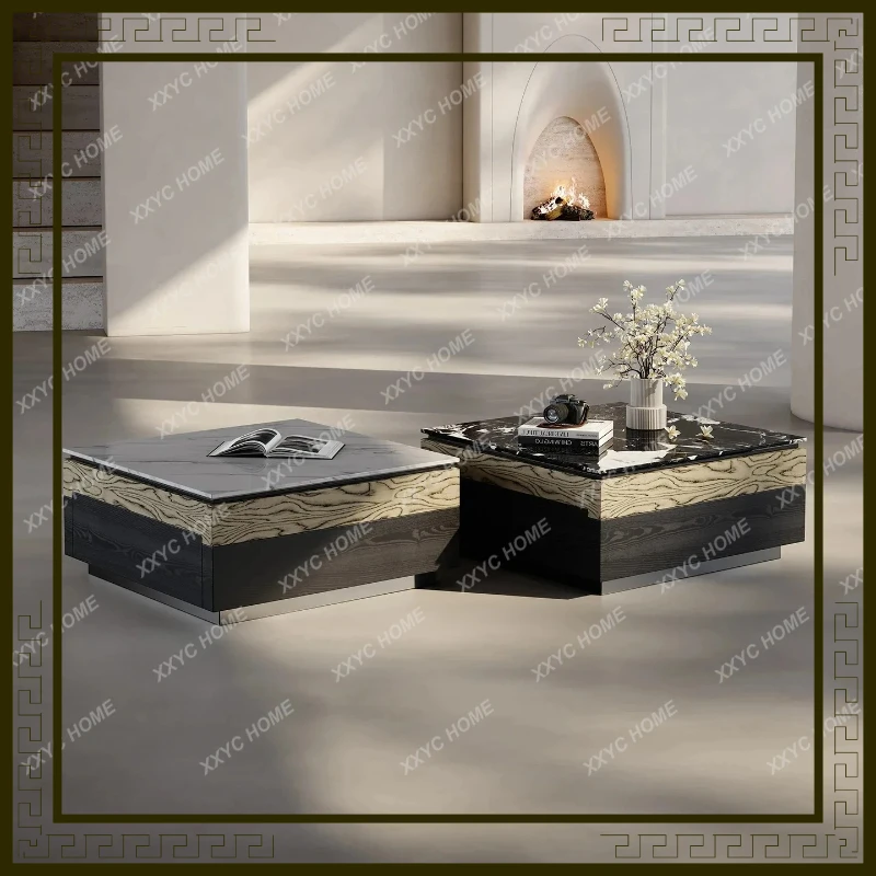 X-S Luxury Stone Square Coffee Table Combination Living Room Home High-end Italian Minimalist High-end Coffee Table HG