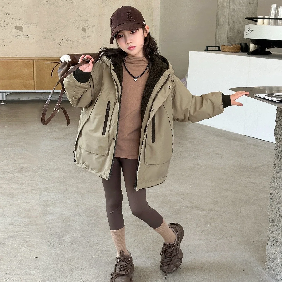 

2025 Winter Girls Boys Two Way Wear Thick Warm Coat Kids Children Outerwear Jacket Korea Style