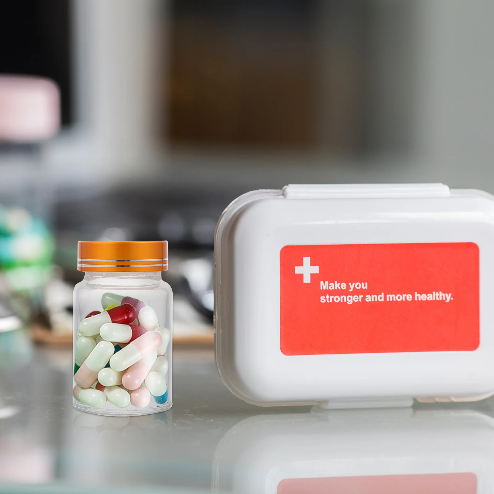 

10Pcs Glass Bottles Pills Jars Clear Durable Storage Containers Waterproof Portable for Teas Spices Medicines Home Use