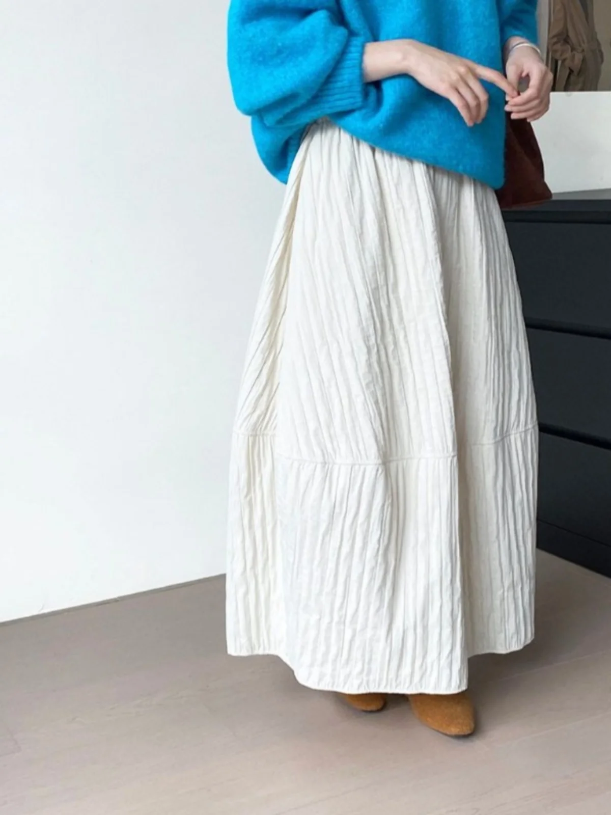 

Высококачественная европейская юбка-фонарик, женская зимняя стеганая хлопковая теплая пышная юбка-зонтик средней длины