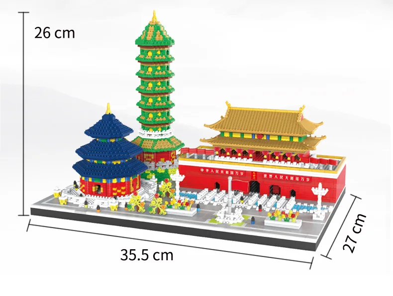 China Architecture Micro Diamond Block Beijing Skyline Nanobrick Tianan Men Square Temple Of Heaven Creative Model Brick Toy