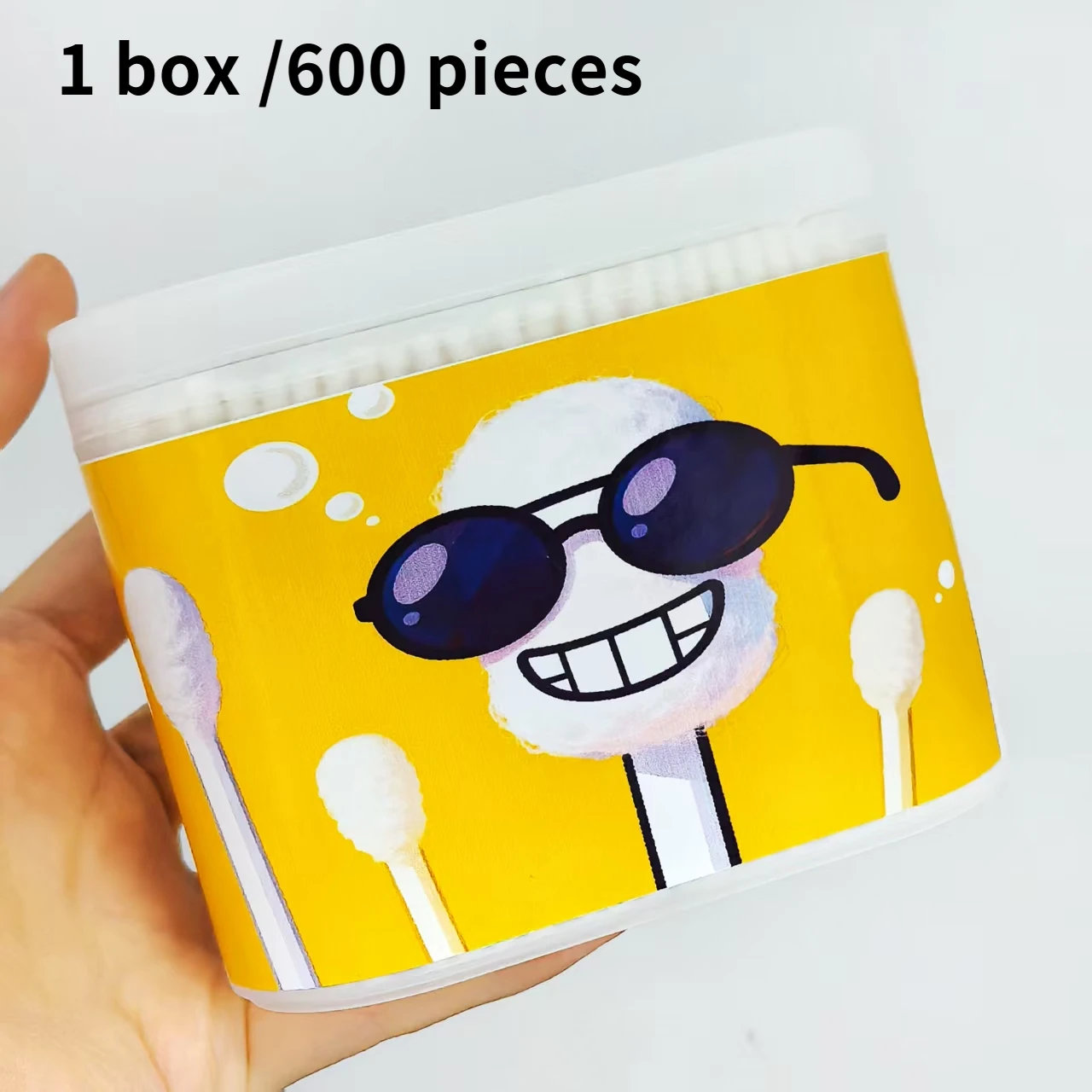 600개 창의적인 웃는 얼굴 면봉, 이중 헤드 디자인과 귀이개 스타일, 얇은 샤프트 선물용 면봉