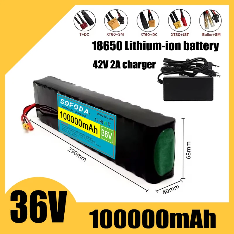 36V 100Ah 10S3P rechargeable lithium-ion battery pack 18650 battery electric scooter battery with BMS protection board