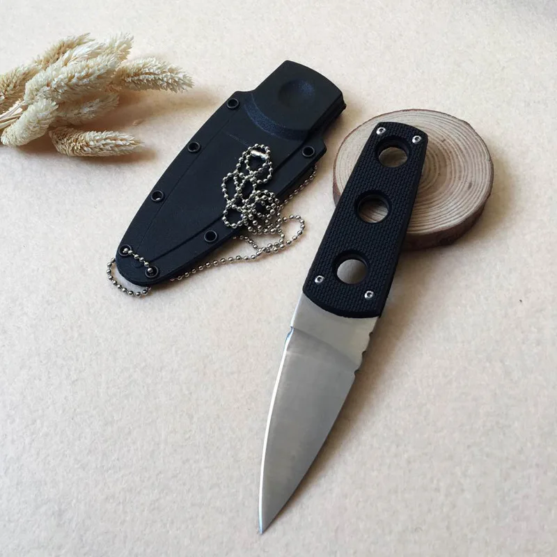 New Outdoor Survival Small Straight Knife EDC Mini Portable Necklace Non-Folding Pocket K-Slot Blade