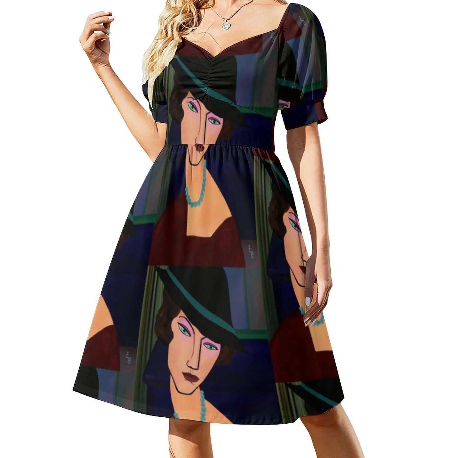 Fredi повседневное платье в корейском стиле для женщин, простые повседневные офисные женские платья, платье Modigliani Jeanne Hebiuterne Hat