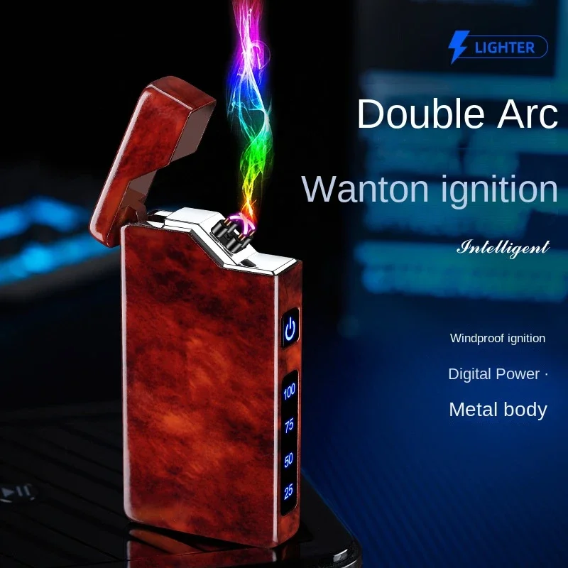 New Portable USB Rechargeable Lighter Electric Plasma Dual Arc Windproof Lighter Men\'s Gadget Cigarette Lighter High-end Gift