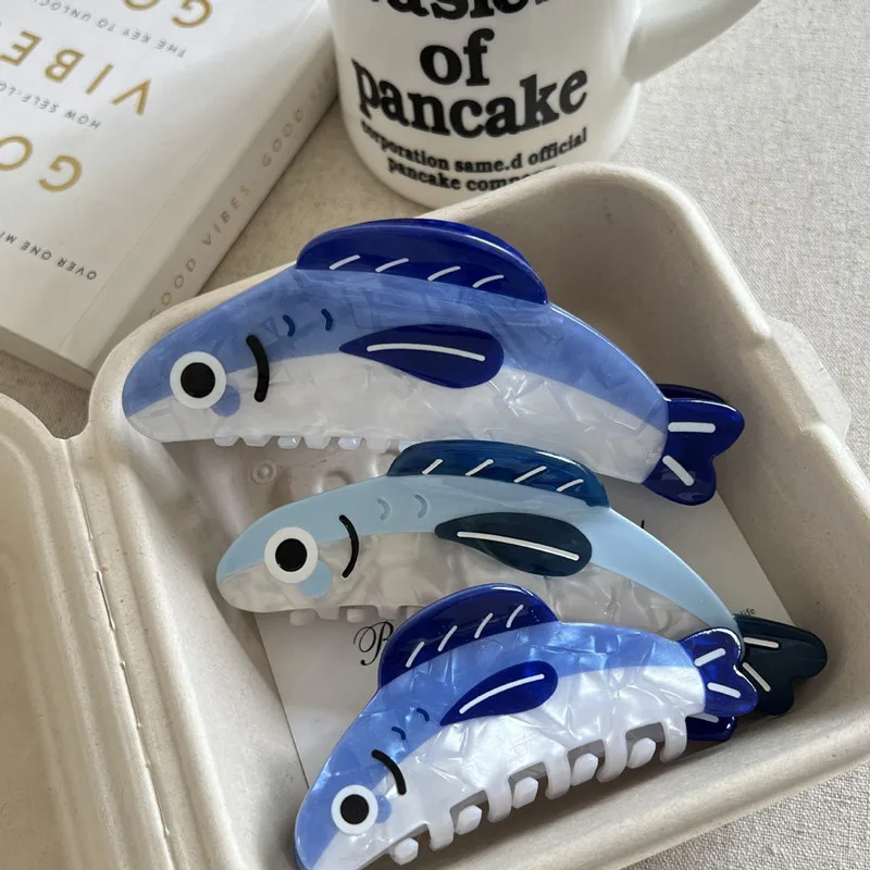 Muweordy, pinza para el pelo de sardina azul, simulación de pez, pinza para el pelo de Animal marino, pinzas para el pelo de cangrejo caliente INS para playa, accesorios para el cabello para mujer