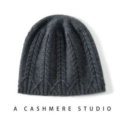 Inverno nuove donne cappello 100% Cashmere lavorato a maglia copricapo berretti morbidi cappelli caldi Lady Fashion Jacquard Bonnet berretto da ragazza di alta qualità