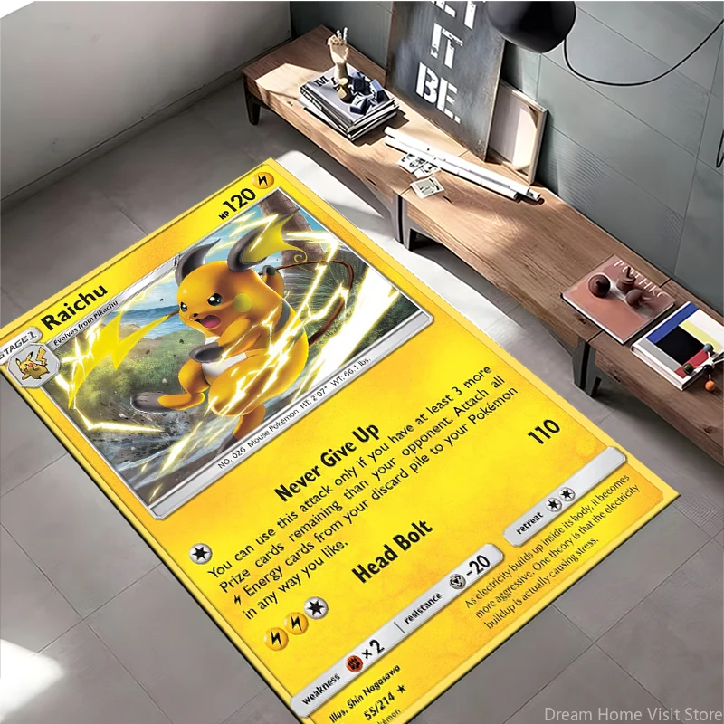 

Japanese Cartoon Pokemon Card Printed Area Rugs Carpets For Living Room Bathroom Decoration Sofa Bedroom Non-Slip Kitchen Mats