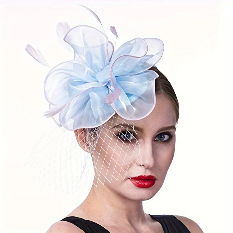 

New fashion ladies dress hat headdress flower feather hairpin church retro hair accessories small hat