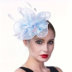 New fashion ladies dress hat headdress flower feather hairpin church retro hair accessories small hat