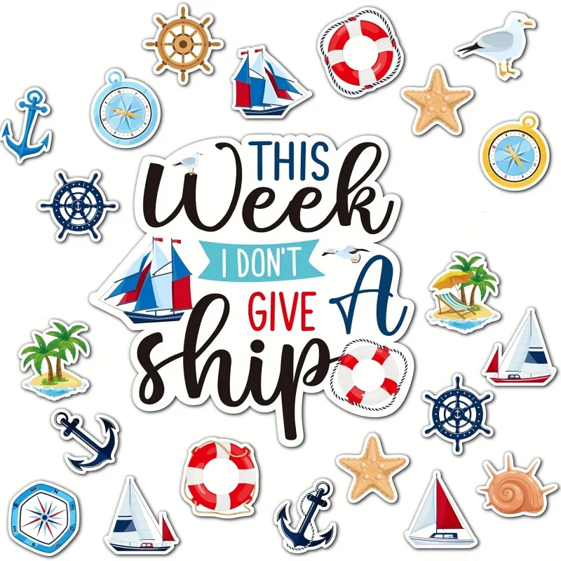 22 Uds. Decoraciones de imanes de puerta de crucero con temática náutica, pegatinas magnéticas divertidas "Esta semana que no donne un barco" para nevera