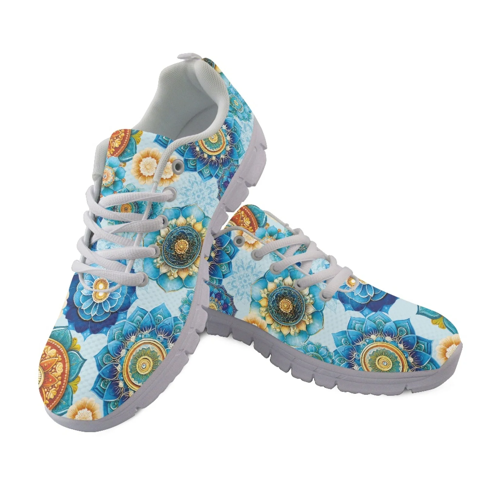 Coloranimal Lace Up Lightweight Running Sneakers for Women Women Running Walking Shoes for Travel Flowers