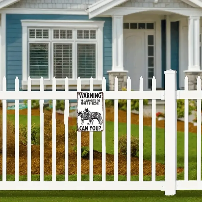 2D Flat 2D Flat 1 Piece of Fun Australian Cattle Shepherd Aluminum Warning Sign, Vintage Farm Decoration, Featuring Interesting Fence Warnings, Heavy-Duty Outdoor and Indoor Aluminum Poster, Suitable for Farm Garages, Ideal for Man Cave Decoration, No Wiring Required, 20.32X 30.48cm, Fun
