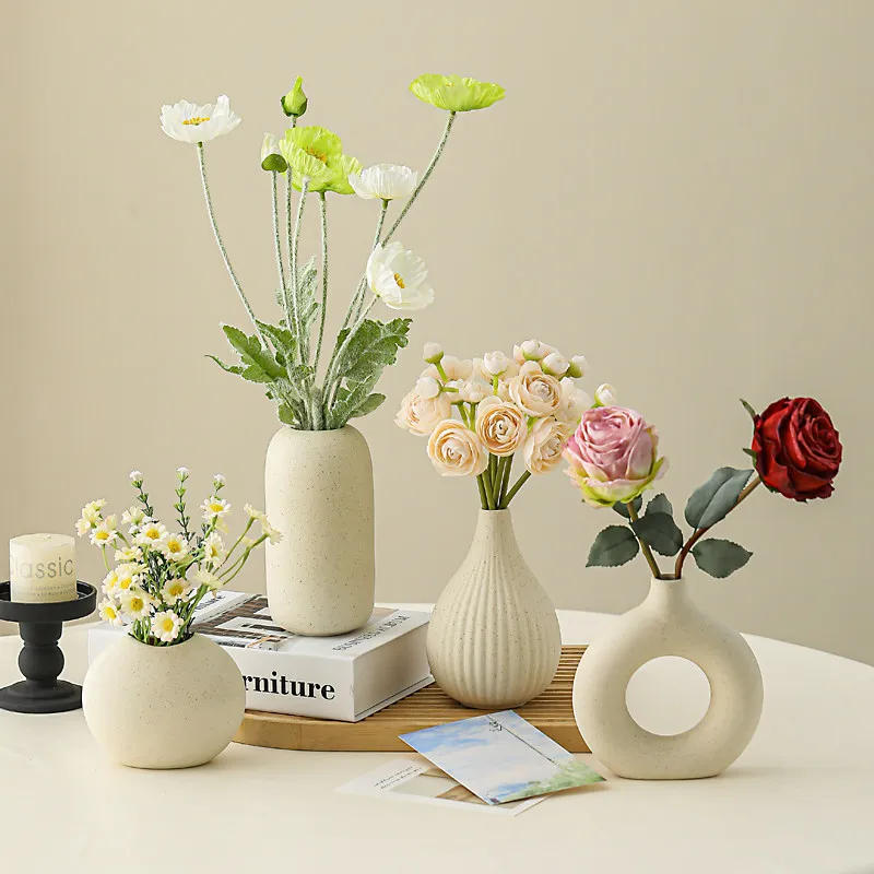 Ceramic vase ornament simulation foreign peony desktop decoration fake flower living room dining table flower bouquet niche