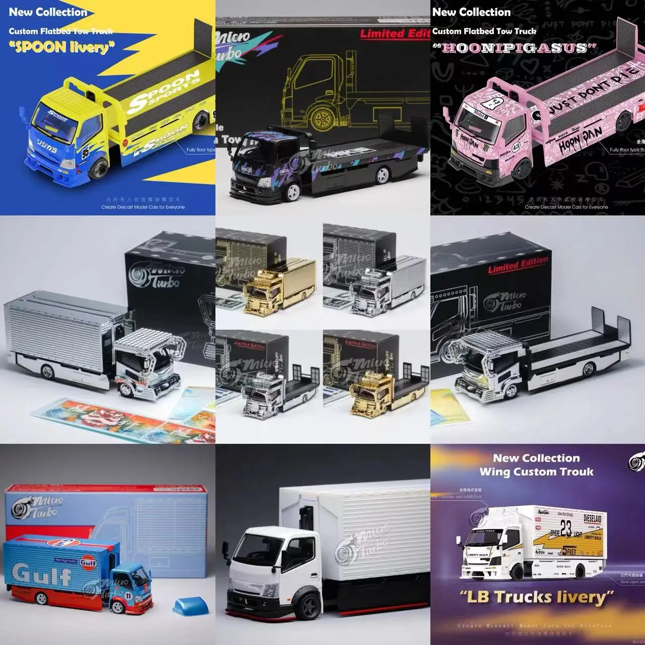 MT 1:64 Trailer Fully Landing Electroplating Truck Rampage Bay Container MicroTurbo Model