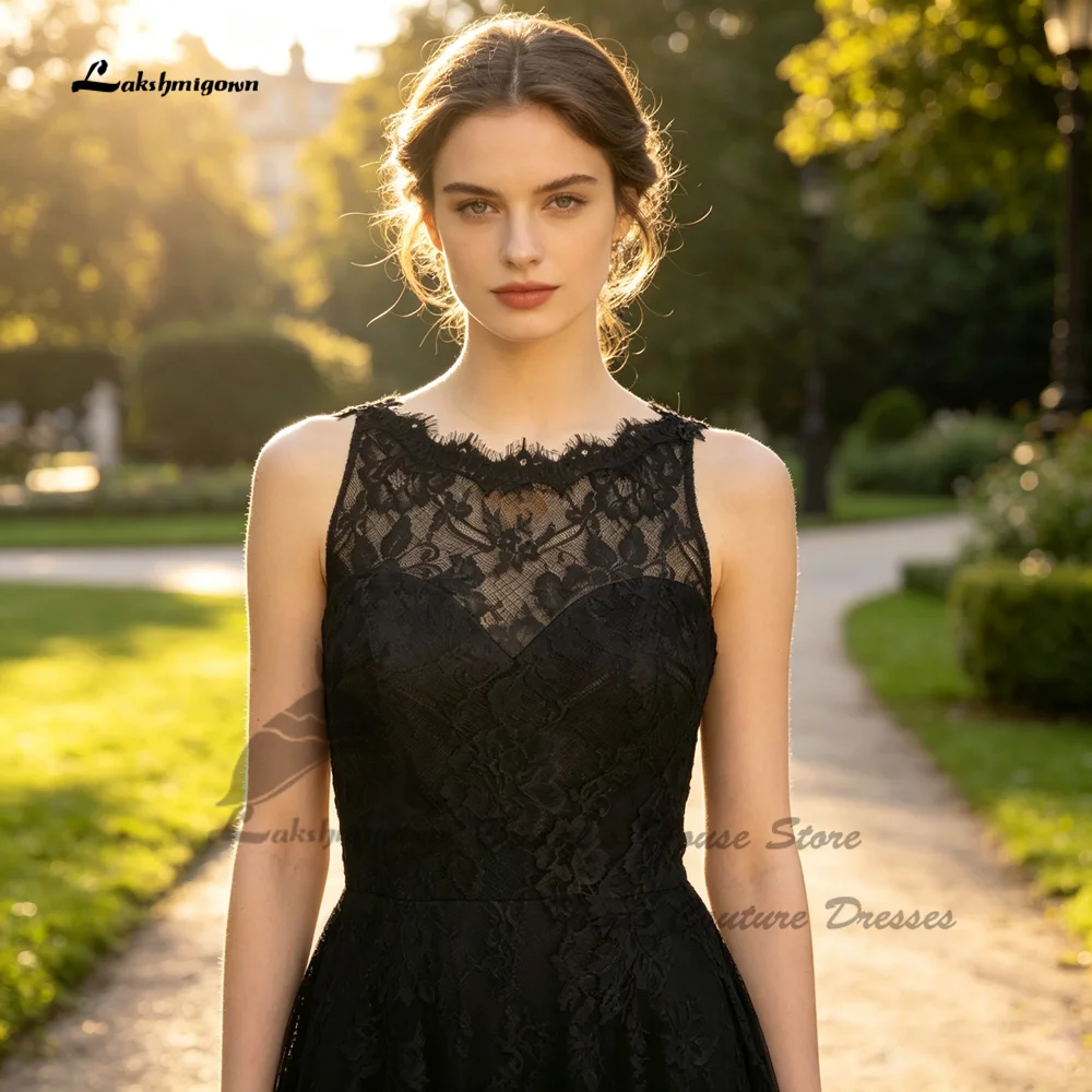 Lakshmigown Schwarzes Gothic-Brautkleid 2027 Feder Vintage Spitze Meerjungfrau Hochzeitskleid Rückenfrei Maßanfertigung – Detail 3