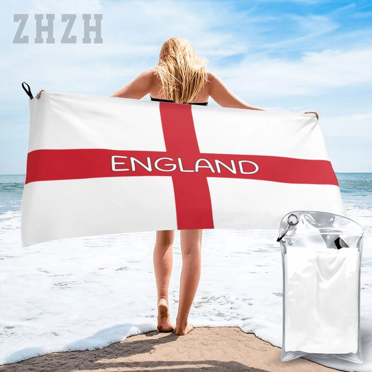 More Design England Flag Emblem Bath Towel Quick dry Microfiber Absorbing Soft Water Breathable Beach Swimming Bathroom