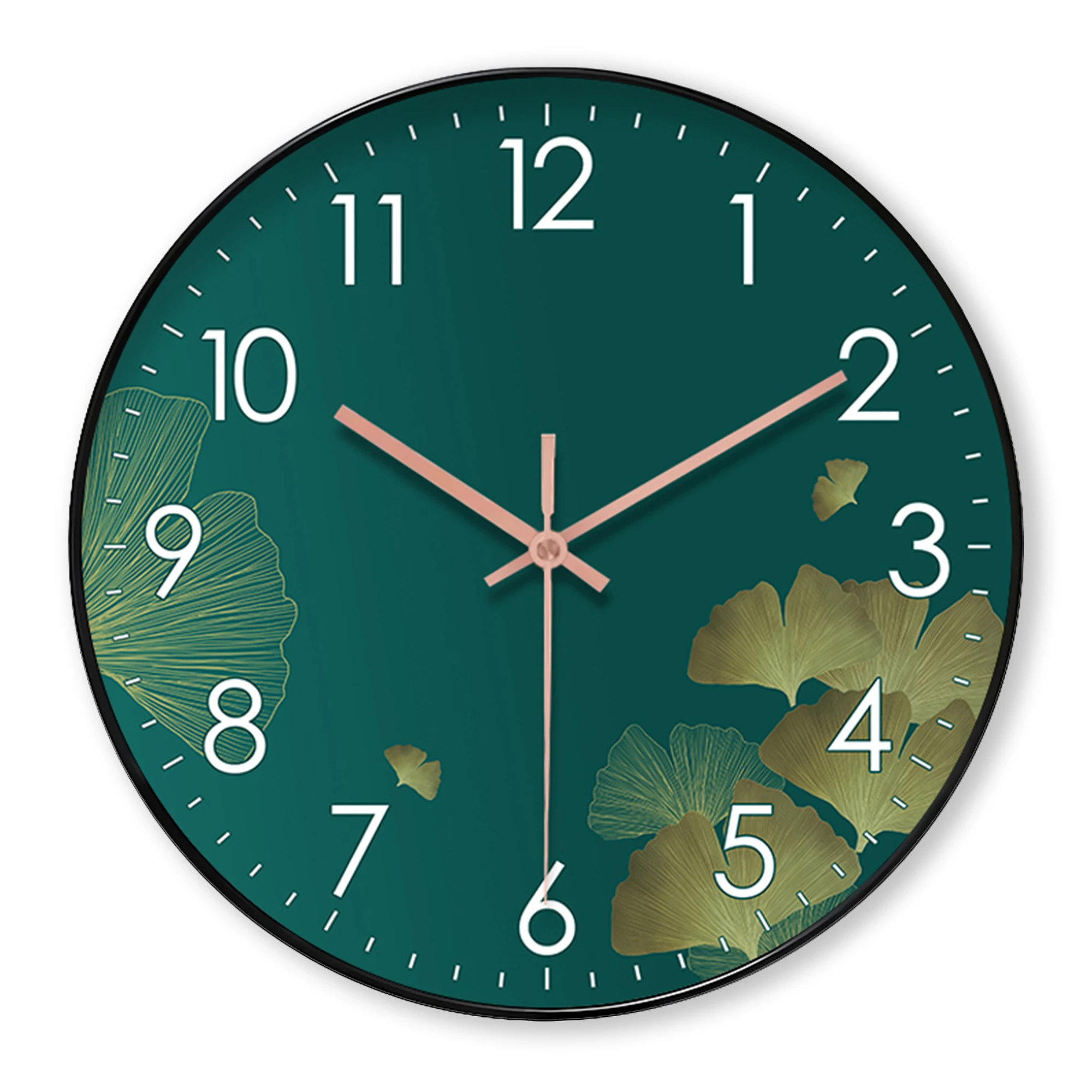1pc Nordic wall clock, yellow ginkgo leaf and green ginkgo leaf design wall clock, home silent wall clock, suitable for living r